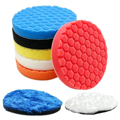8 PCS 6 Inch Buffing Pads Set, Foam Polishing Pads for Car Detailing, Ideal for Scratch & Swirl Removal, Compatible with DA Polishers