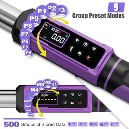 ANPUDS Digital Torque Wrench 3/8 Drive, 1.5-99.6 Ft-lb, ±1% Accuracy | Vibration/Buzzer/LED Alert, Dual Direction Ratchet, Electronic Torque Wrench for Bike, Motorcycle & Automotive Repair - size: 3/8" 1.50-99.56 Ft-lb/2.03-135 Nm(Digital)