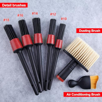 7PCS Car Detailing Brush Set Car Interior Cleaning Tool Brushes Automotive Cleaning Brush Kit for Wheels, Air Vent, Leather Seats, Vehicles Auto Exterior Interior Detailing Brushes Tool