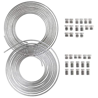 4LIFETIMELINES 25' 3/16" & 1/4" Stainless Steel Brake Line Replacement Tubing Coil & Fitting Kit, 2 Kits, Inverted Flare, SAE Thread - size: 3/16 and 1/4 x 25 Kit (2 Kits)