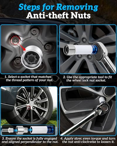 524 Wheel Lock Key,Lug Nut Key for Volkswagen | Wheel Lock Removal Kit Compatible With Vw Vag, Anti Theft Wheel Socket For Quick Removal of Locking Lug Nuts - style: volkswagen wheel lock key