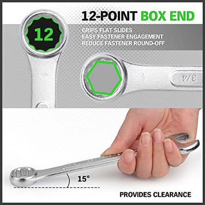 SWANLAKE GARDEN TOOLS 26-Piece Combination Wrench Set with Roll-up Pouch, SAE 1/4” - 1”, Metric 8mm - 24mm, Perfect for General Household, Garage, Auto Repairs and Travel Emergency - style: 26PCS Metric&SAE