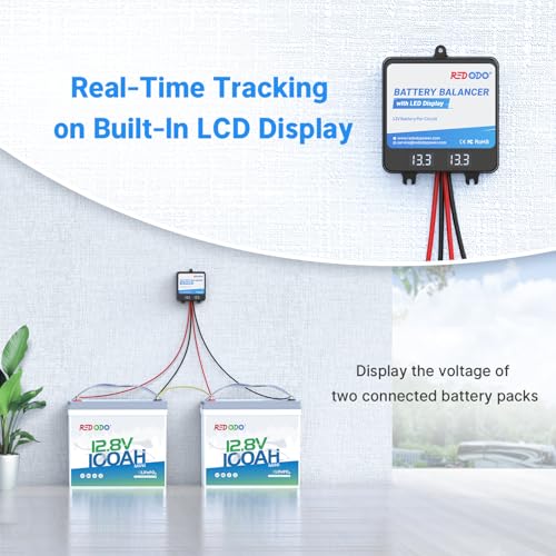 Redodo Battery Balancer 24V(2 * 12V) Battery Equalizer with LED Display, Supports for LiFePO4/Lead Acid/Gel Battery,Perfect for Home, RV, Solar, Trolling Motor、Off-Grid