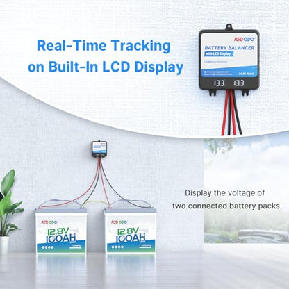 Redodo Battery Balancer 24V(2 * 12V) Battery Equalizer with LED Display, Supports for LiFePO4/Lead Acid/Gel Battery,Perfect for Home, RV, Solar, Trolling Motor、Off-Grid