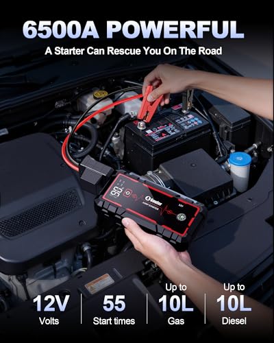 Jump Starter, Car Battery Jumper Starter Portable, Jump Box Battery Booster with 3 Modes Flashlight, Jumper Cables with Gloves - color: 6500A+EVAbag Jumper Cables