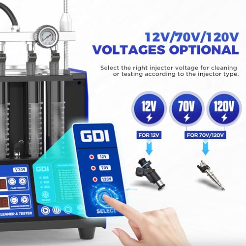 MR CARTOOL V309 GDI Fuel Injector Cleaner Tester Machine Gasoline110V/220V 4-Cylinder Injector Cleaning Machine, Ultrasonic Test Clean Kit for Car Motorcycle EFI/FSI Injectors - size: GDI V309