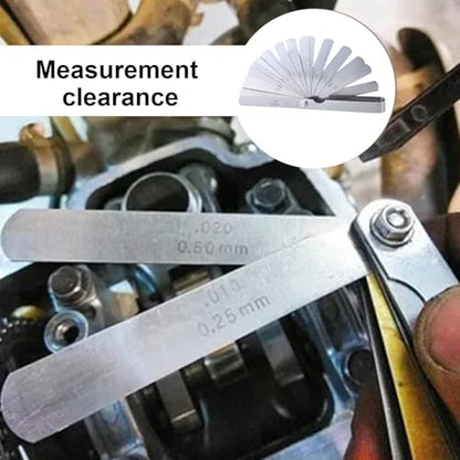 32 Pieces Feeler Gauges 0.001-0.04" (0.03-1.00mm) Tapered Feeler Gauge Set Stainless Steel Thickness Gauges
