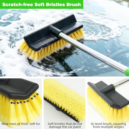 2 Pack 62" Car Wash Brush with Long Handle, Chenille Microfiber Car Wash Mop Mitt, Scratch-Free Soft Bristles Brush , Windshield Window Squeegee, Car Cleaning Kit Supplies for Car,Truck,SUV,RV,Boat - size: 5 Pack
