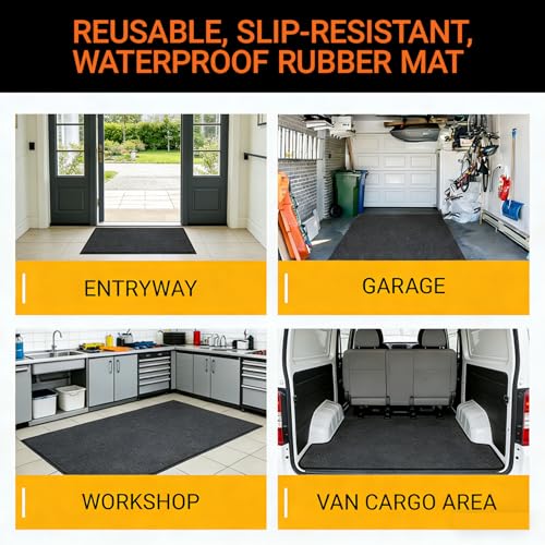 Oil Spill Mat Thick 1/3", Heavy Duty Rubber Mat for Driveway, Black 64x32 | Reusable Oil Drip Mat, Absorb Grease Water Leakproof Stain-Resistant Garage Floor Protector for Under Car Mower Outdoor - size: 64"L x 32"W x 0.3"Th
