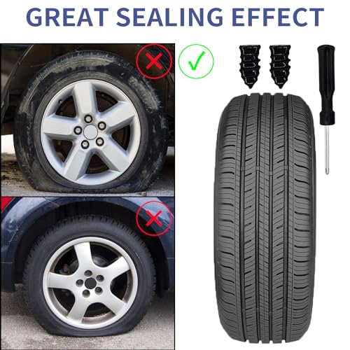 Tire Repair Nails 70PCS, Rubber Screw in Tyre Repair Screws Plugs Flat Tire Fix Rubber Nail Kits Heavy Duty Vacuum Tyre Tool with Screwdriver Box for Car Motorcycle Truck Jeep Puncture (35S+35L)