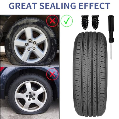 Tire Repair Nails 70PCS, Rubber Screw in Tyre Repair Screws Plugs Flat Tire Fix Rubber Nail Kits Heavy Duty Vacuum Tyre Tool with Screwdriver Box for Car Motorcycle Truck Jeep Puncture (35S+35L)