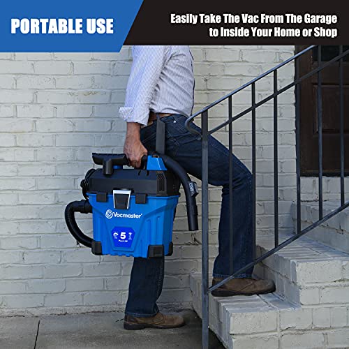 Vacmaster VWMB508 0101 5 Gallon Wall-Mount Wet/Dry Vacuum with Remote Control Operation - color: Blue