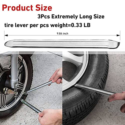 Bike Tire Levers - Motorcycle Tire Spoons Iron Set Dirt Bike Tire Changing Tools 10" Lengthen Premium Stainless Steel Repair Tube for Motorcycles Electric Bicycles Mountain Dirtbike - color: silver-3pcs