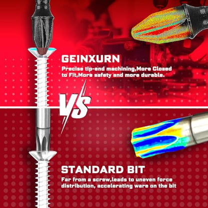 Geinxurn Impact Screwdriver Bits Set, 33 Pieces 3”Multi Head Magnetic S2 Steel Driver Bits PH/SQ/Torx/Pozi With Red Soft Base - color: 75-multi-bit, size: 3"-33PCS