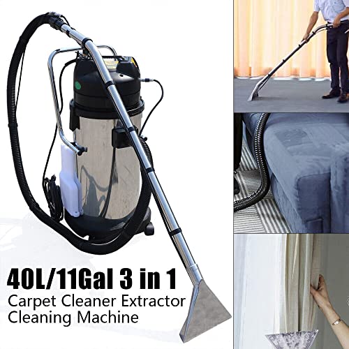 110V 40L Commercial Cleaning Machine 3 in 1 Portable Carpet Cleaner Extractor Vacuum Cleaner for Car Detailing,Housekeeping Companies,Hotels US Stock