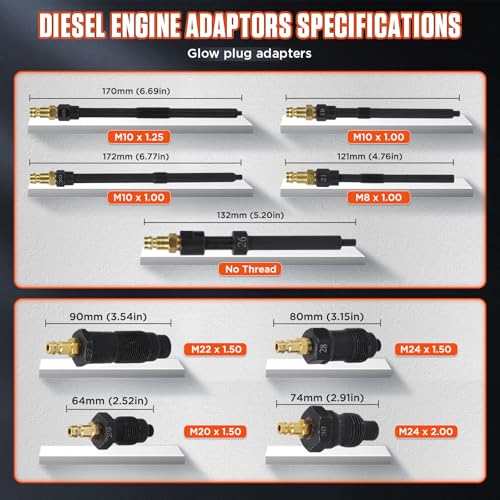 Compression Tester Automotive 46Pcs Petrol & Diesel Compression Tester Kit for HDI/TDCi/Pumpe Duse Engine Cylinder Leak Down Tester Kit with Compression Gauge,Dual-Meter Leak Detector, Adapters