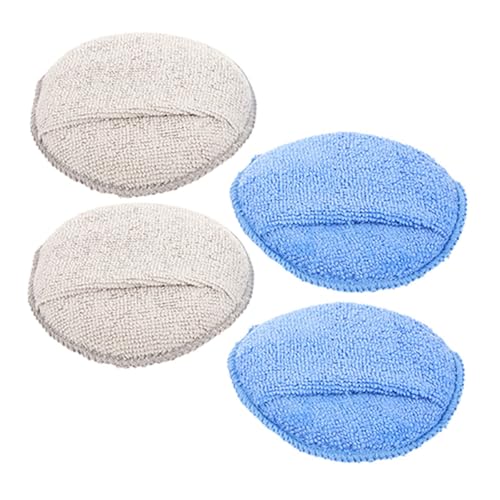 SHERCHPRY 4pcs Microfiber Car Wax Applicator Pads with Thumb Slot, Round Buffing and Polishing Sponge Set for Car Detailing and Tire Shine, Blue and Gray