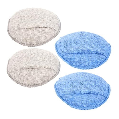 SHERCHPRY 4pcs Microfiber Car Wax Applicator Pads with Thumb Slot, Round Buffing and Polishing Sponge Set for Car Detailing and Tire Shine, Blue and Gray