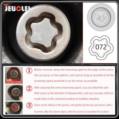 072 Wheel Locking Nut Key for Nissan Infiniti, ID 21mm Lug Socket | Wheel Lock Nut Socket Adapter, Anti-Theft Lug Nut Removal Tool, Anti-Theft Screw Remover, Repair Tool, Tyre Fitting, garage - size: socket 072