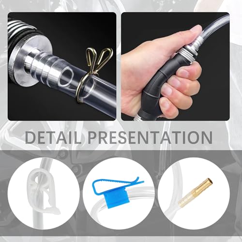 Fuel Transfer Pump with 6.5FT Gas Siphon Hose,Enlarged Caliber Gas Pump for Gas Can,Oil,Water,Portable Siphon Pump for Gasoline Kit Include Extension Nozzle Pinch Clip Car Accessories