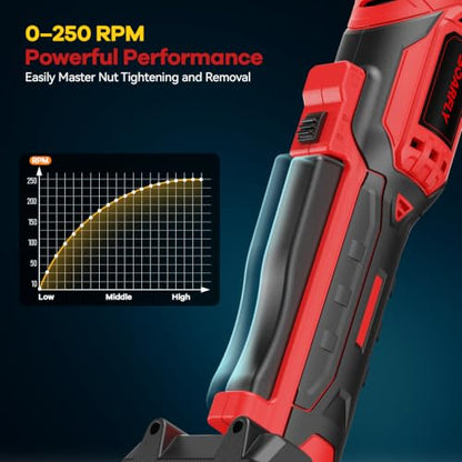 SOARFLY 3/8" Cordless Ratchet Wrench, Power Ratchet Tool Set, 60 Ft-Lbs(80N.m) Electric Ratchet Wrench with 2 * 2000mAh Lithium Batteries, 7 Sockets, LED Light, 1/4" Adapter, 3" Extension Bar - color: Deep Red