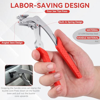 Car Clip Pliers & Trim Removal Tool, Spring-Loaded Fastener Rivet Remover for Auto Door Panels, Interior & Exterior Trim, Damage-Free Disassembly Tool for Mechanics