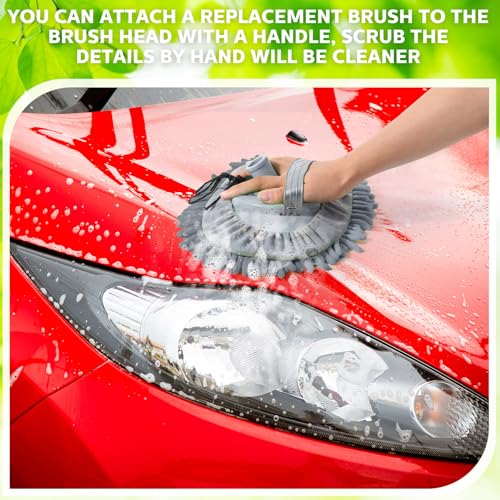 Tallew 5 Pcs Car Wash Mitt Kit, Car Clean Brush Not Included, Microfiber Mitt Clean Detail Cleaning Tools Truck Washing Chenille Scratch Replacement Kit for Auto RV Pickup Bus (Black and Gray) - color: Black and Gray