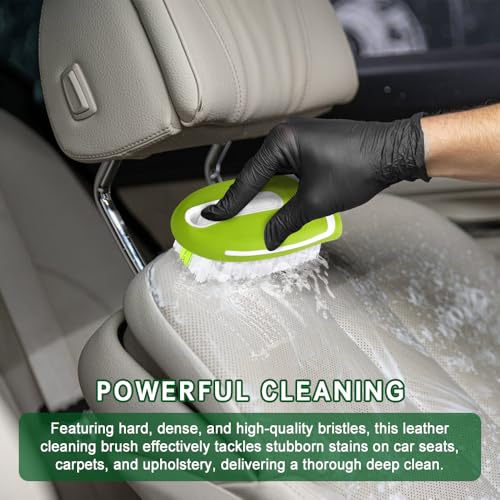 Carpet and Upholstery Cleaning Brush, Stiff Bristle Carpet Detailing Scrubber Brush, Multi-Functional Car Detailing Scrub Brushes, Cleaning Brushes for Car and Home Couch Floor Mats (Green) - color: Green