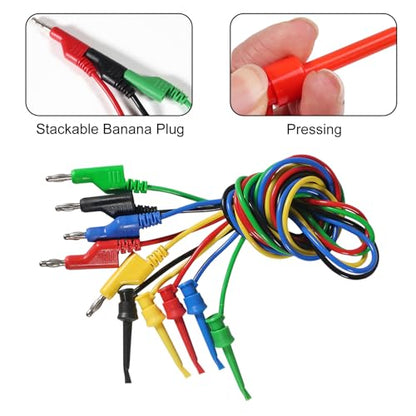 UMLIFE 10PCS Multimeter Test Lead Set Stackable Banana Plug to Test Hook Wire Cable Kit with Protective, Flexible Wire Leads 3.3Ft/1M