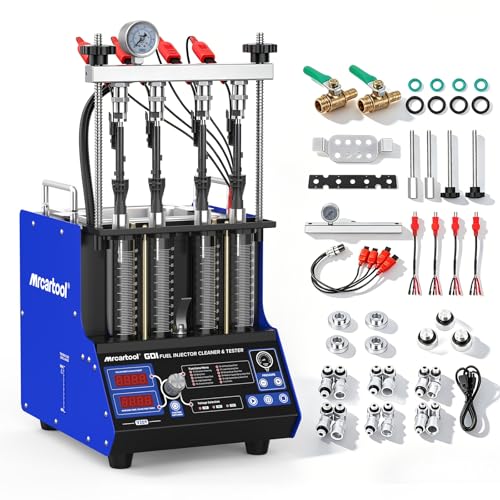 MR CARTOOL V209 GDI Fuel Injector Cleaner Machine, 110V 4-Cylinders Heated Ultrasonic Injector Cleaner Kit with 10 Functions, Gasoline Fuel Injector Tester for Car Motorcycle EFI/FSI Injectors - size: GDI V209
