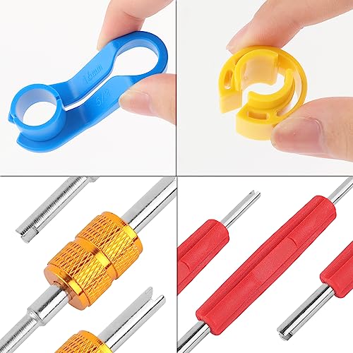 16PCS Fuel Line Disconnect Tool Set - 1/4 5/16 3/8 1/2 5/8 3/4 7/8 Inch Quick Disconnect Tool with AC Valve Core Removal Tool - AC Line Disconnect Tool for Repairing Car Accessories