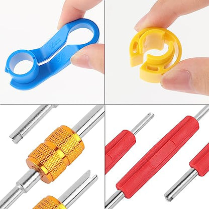 16PCS Fuel Line Disconnect Tool Set - 1/4 5/16 3/8 1/2 5/8 3/4 7/8 Inch Quick Disconnect Tool with AC Valve Core Removal Tool - AC Line Disconnect Tool for Repairing Car Accessories
