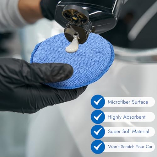 10 Pack Wax Applicator Pads Microfiber with Finger Pocket for Car Wax | 10-pack microfiber foam pads with finger pocket, Scratch-free waxing for cars & household, Machine washable & reusable - color: Blue