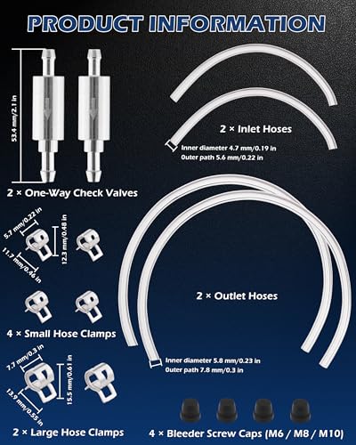 2Set Brake Fluid Bleeder Kit, One Way Check Valve Brake Bleeder Hose, Universal DIY Brake Fluid Bleeding Tool Kit for Car, Motorcycle & Clutch Hydraulic Systems - color: White, Bleeder Hose