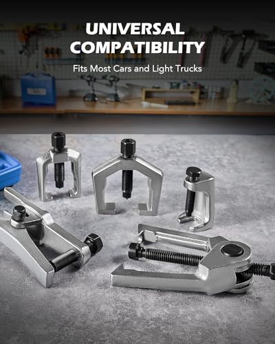 OMT Ball Joint Separator, Tie Rod End Tool Set, Pitman Arm Puller | Includes 5pc Popular Tools for Servicing Ball Joints, Tie Rods, and Pitman Arms, Blue Case Silver Puller - color: Blue Case Silver Puller