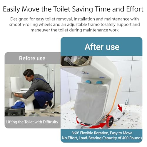 Toilet Cart Jack with Wheels, Toilet Removal Lift Tool Dolly Easy Alignment of Seals Toilet Lift Tool Portable Installation Jack for Moving locating Installing Toilets