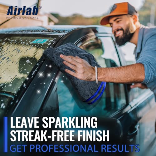 Airlab Microfiber Towels for Cars Wash Drying Extra Large Super Absorbent Cleaning Cloth Auto Detailing Ultra Soft, Lint-Free, Streak-Free, 35 x 24 Inch, Pack of 1, Grey-Blue, 600 GSM - color: 35 X 24 Inch, Pack of 1, Grey-blue, 600 Gsm