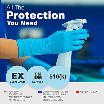 Raxwell Disposable Nitrile Gloves - Heavy Duty Cleaning Gloves - Elbow-Length Dishwashing & Kitchen Use - Chemical Resistant - size: Large, style: 500 Count