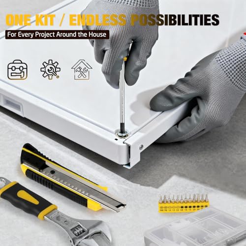 248-Piece Tool Set - General Household Hand Tool Kit with Plastic Toolbox Storage Case for Men, Home Repair, DIY Projects - color: Yellow