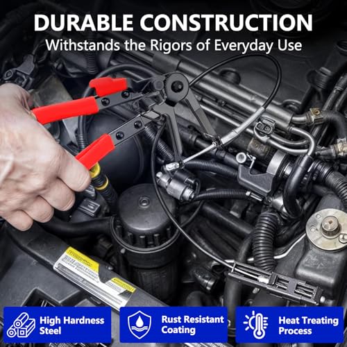 ZKTOOL 16PCS Hose Clamp Pliers Set, Professional Removal & Installation Tool Kit with Long Reach Flexible Wire & Electrical Disconnect Pliers for Fuel, Oil, Coolant Radiator, Heater and Water Hoses