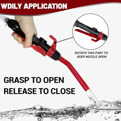 FUELIO Gas Transfer Pump Battery Powered - Fuel Transfer Pump with Nozzle - Battery Operated Gas Pump With 3 FT Long Hose 2.2 GPM Transfer Pump For Water Kerosene Gas Can… - color: Red