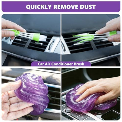 Windshield Cleaning Tool, 13PCS Car Detailing Kit Interior Cleaner, Car Window Cleaner with Extendable Handle, Car Interior Cleaning Kit with Detailing Brushes for Women Men (Purple) - color: purple