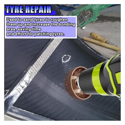 Car Tire Repair Patch Tool Kit, 42 mm Tungsten Steel Buffing Wheel with Tire Patch Roller Scraping Cutter, Auto Wheel Grinding Polishing Accessories Repair Tools, Tires Buffer Tool for Car Truck Motor - size: 42MM