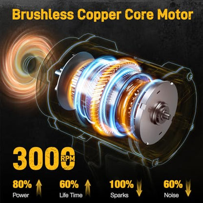 Cordless Impact Wrench, for DEWALT 20V Max Battery, 1/2 Inch Brushless Electric Impact Gun w/ 600FT-LBS (814N.m), 3000RPM High Torque Impact Driver, 7 Sockets Electric Impact Wrench for Car Home