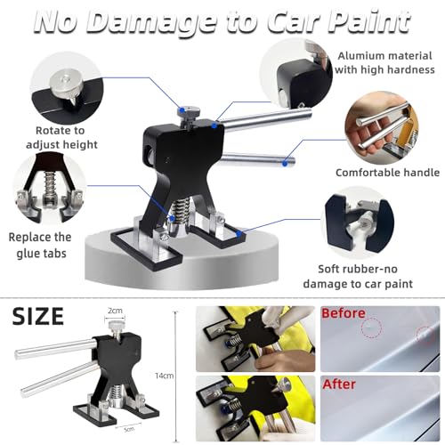 Car Dent Puller Kits,101 pcs Paintless Dent Removal Tools,Auto Body Dent Repair Tool Kit,with M16 Slide Puller,Bridge Puller,Dent Lifter,Rubber Hammer,Glue Gun,Knock Down Pen and More.