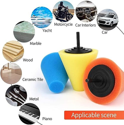 Car Polishing Pad Buffing Foam Sponge Pad Cone Polisher Buffer Pad Automotive Waxing Kit for Car Wheel Hub Headlight Polishing Angle Grinder Sanding Disc(5pcs) - color: 5pcs