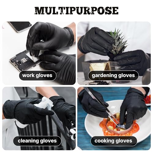TitanFlex Black Nitrile Disposable Gloves, 5 Mil, Fully Textured, Heavy Duty, Latex Free & Powder Free for Cooking, Food Prep, kitchen clean, 100 ct (XL) - size: X-Large