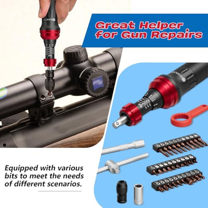 SUERCUP 1/4" 10-70In.lb Torque Screwdriver 36 PCS Set | T-bar, Hex, Torx, and Phillips S2 Bits, Torque Wrench Screwdriver, For Scope and Car, Bike Mounting, Home DIY - size: 10-70In.lb