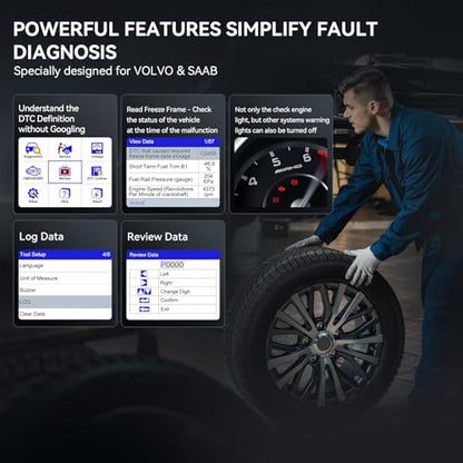 iCarsoft OBD2 Scanner for Volvo/Saab, VOL V1.0 All Systems in-Depth Diagnostic Tool, Oil Reset/SAS Reset/Live Data, Code Reader Scan Tool, CAN-FD Supported -Lifetime Free Updates - style: For VOLVO/SAAB