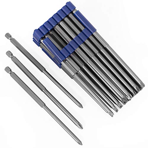 XtremepowerUS 32-Piece Extra Long Security Bit Set Extra Long 6" Torx, Spanner, PoziDriv, Tri-Wing Universal 1/4" Hex Shank for Electric, Impact Drills